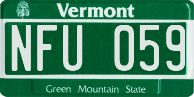 VT license plate NFU059