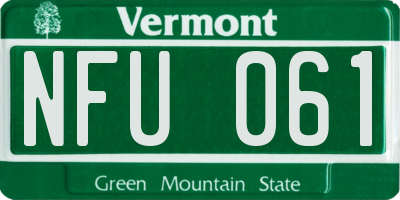 VT license plate NFU061
