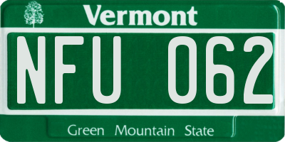 VT license plate NFU062