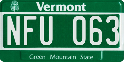 VT license plate NFU063