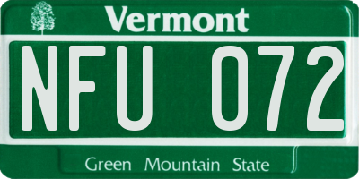 VT license plate NFU072