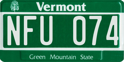 VT license plate NFU074