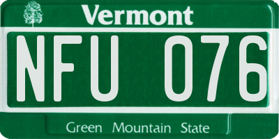 VT license plate NFU076
