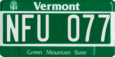VT license plate NFU077