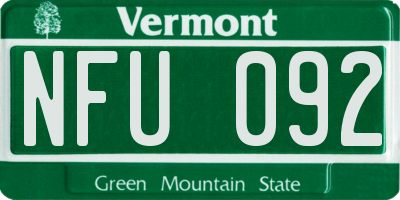 VT license plate NFU092