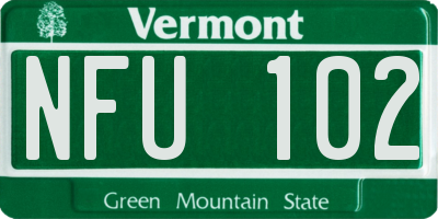 VT license plate NFU102
