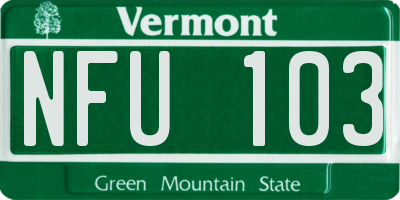 VT license plate NFU103