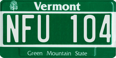 VT license plate NFU104