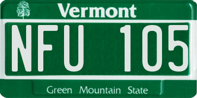 VT license plate NFU105