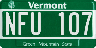 VT license plate NFU107