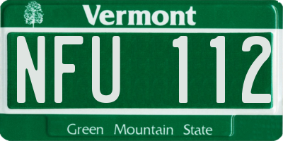 VT license plate NFU112