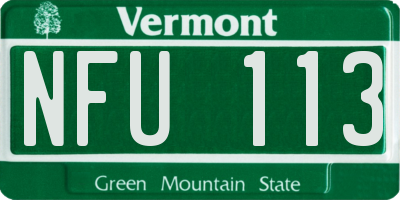 VT license plate NFU113