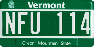 VT license plate NFU114