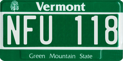 VT license plate NFU118