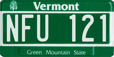VT license plate NFU121