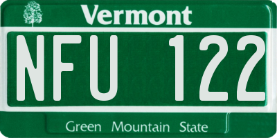 VT license plate NFU122