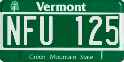 VT license plate NFU125