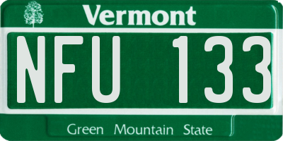 VT license plate NFU133