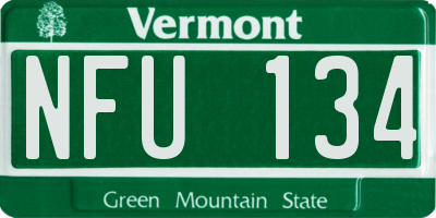 VT license plate NFU134