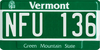 VT license plate NFU136