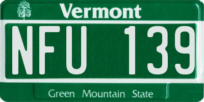 VT license plate NFU139