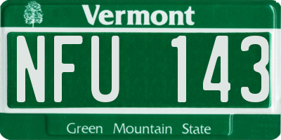 VT license plate NFU143