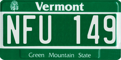 VT license plate NFU149