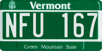 VT license plate NFU167