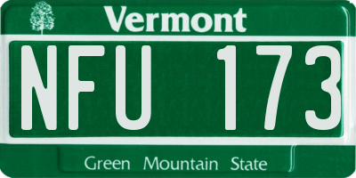 VT license plate NFU173