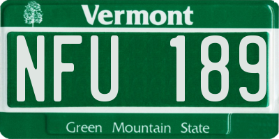 VT license plate NFU189