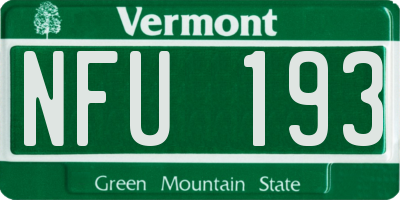 VT license plate NFU193