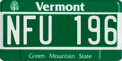 VT license plate NFU196