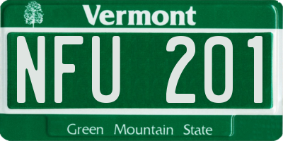VT license plate NFU201