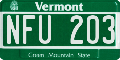 VT license plate NFU203