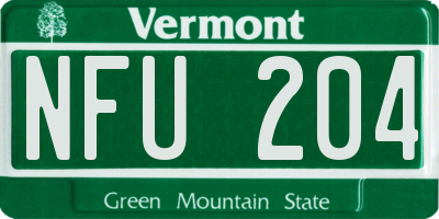 VT license plate NFU204