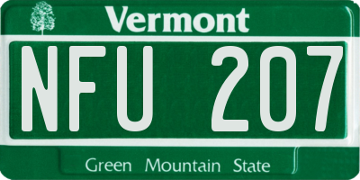 VT license plate NFU207