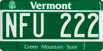 VT license plate NFU222