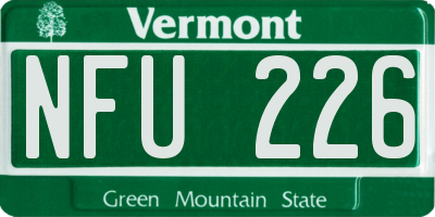 VT license plate NFU226