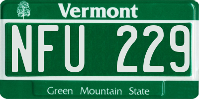 VT license plate NFU229