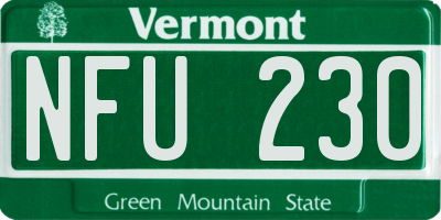VT license plate NFU230