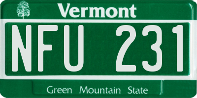 VT license plate NFU231