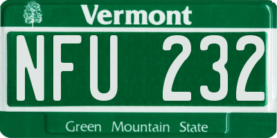 VT license plate NFU232