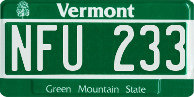 VT license plate NFU233