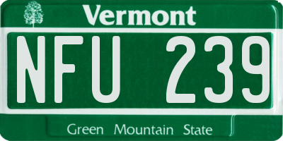 VT license plate NFU239