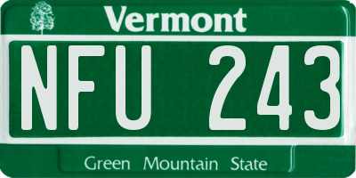 VT license plate NFU243