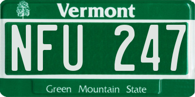 VT license plate NFU247