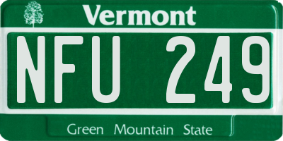 VT license plate NFU249