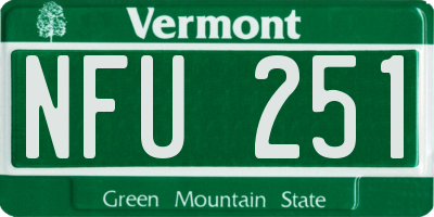 VT license plate NFU251