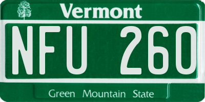 VT license plate NFU260