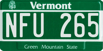VT license plate NFU265